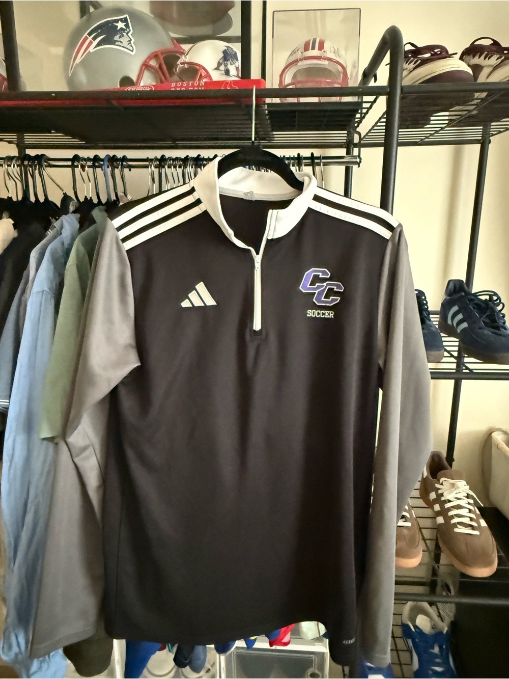 Adidas CC Soccer Men's Long-Sleeve Training Top - Black/Grey Curry College